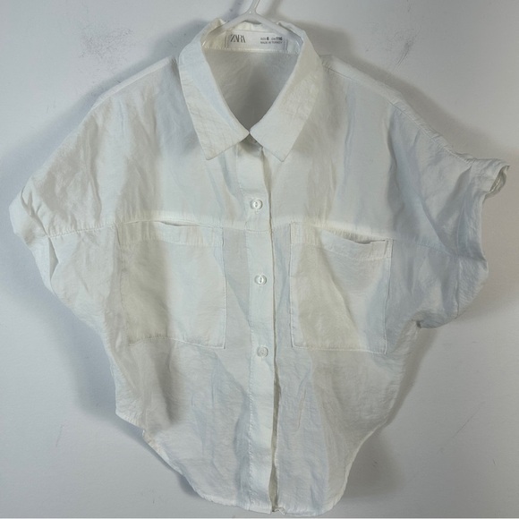 Zara Other - ❤️ Zara Girls White Short Sleeve Cropped Blouse Youth 6